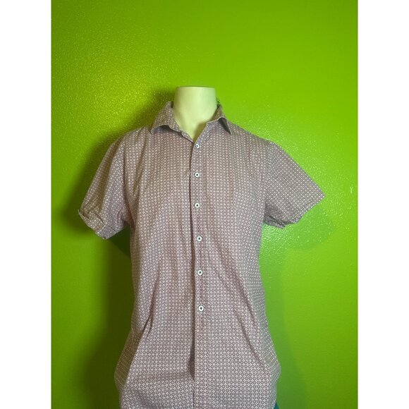 Rodd & Gunn Mens Short Sleeve Button-Up Shirt Size M 100% Cotton Red Geometric P - Picture 1 of 8